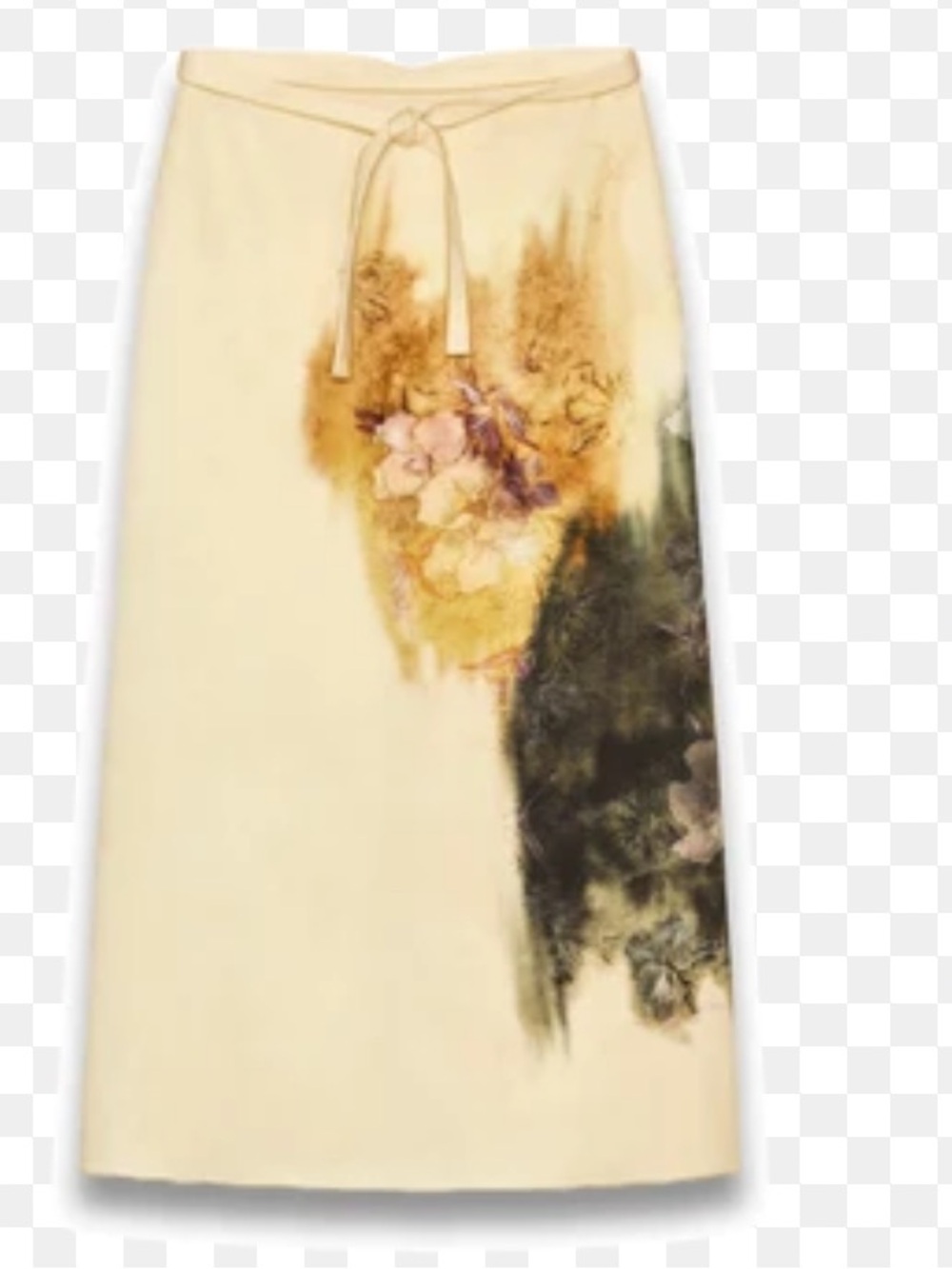 Zara Cream Midi Skirt with Abstract Brushstroke Print, M - Picture 2 of 2